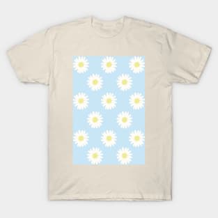 blue pastel daisy flower floral pattern T-Shirt